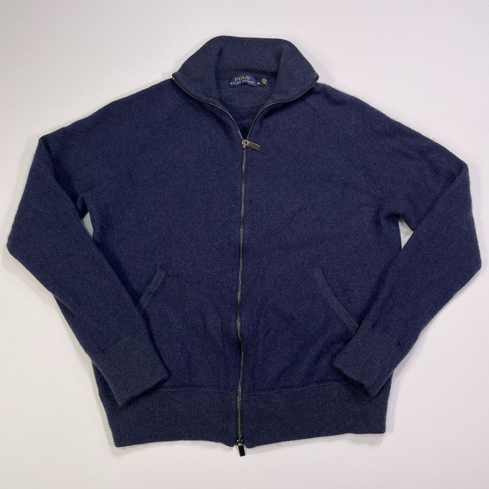 Polo Ralph Lauren Men's S/M Washable Merino Wool Full Zip Sweater Blue